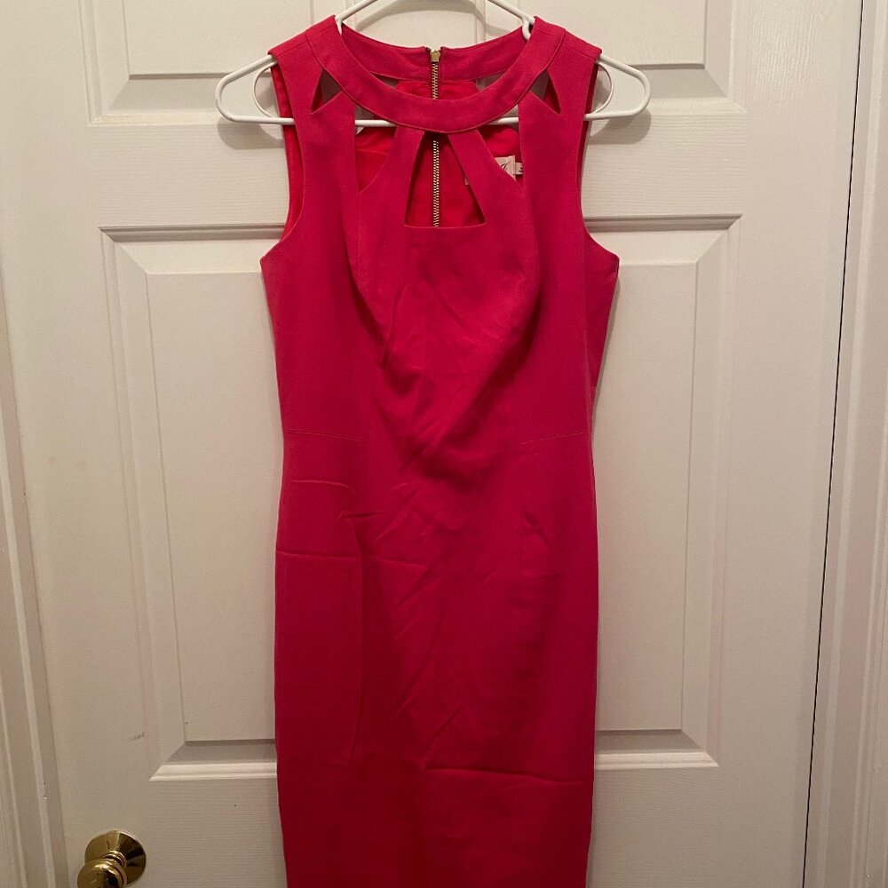 Eliza J Women's Cut Out Neck Sheath Mini Sleeveles Pink Dress Size 2